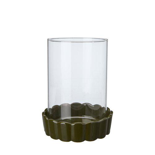 Wikholm Form // Windlicht mit Keramikfuß und herausnehmbarem Glas in Grün oder Weiß