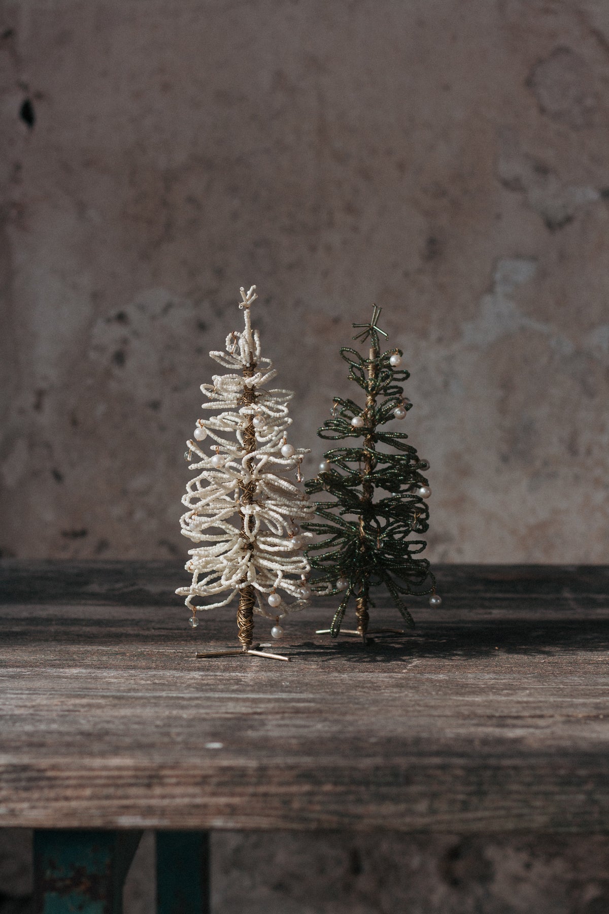 Christbaum aus Perlen zum Aufstellen H22cm